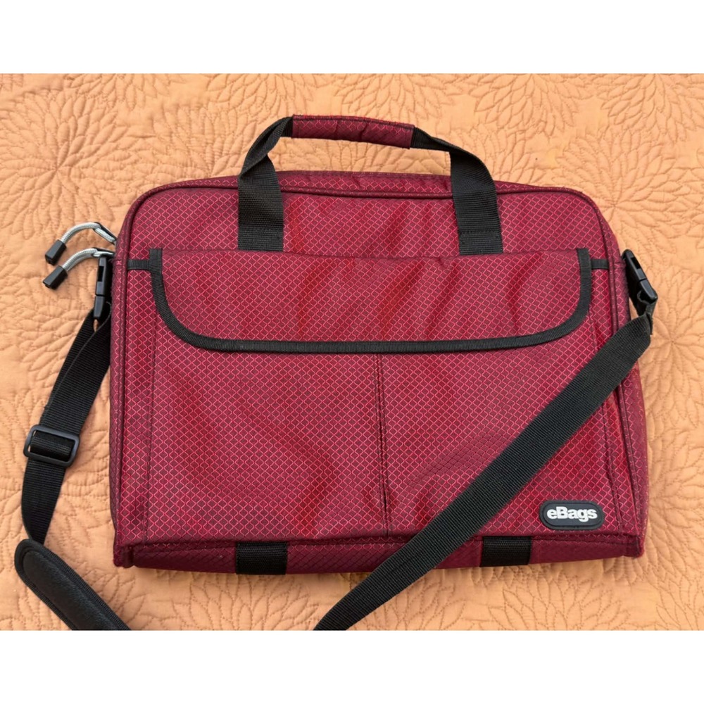 eBags Red Black Laptop Bag Briefcase Messenger Shoulder Bag 16" Business Travel